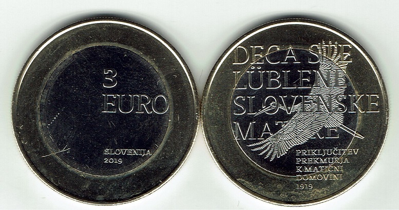 (afbeelding voor) 3 Euromunt Slovenie 2019 UNC